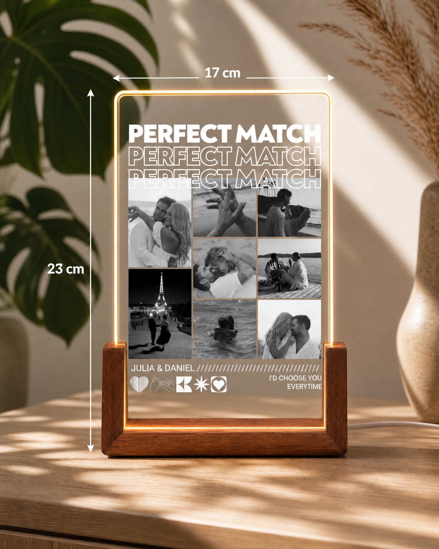 Personalisiertes Acryl-Licht mit Fotos "PERFECT MATCH"
