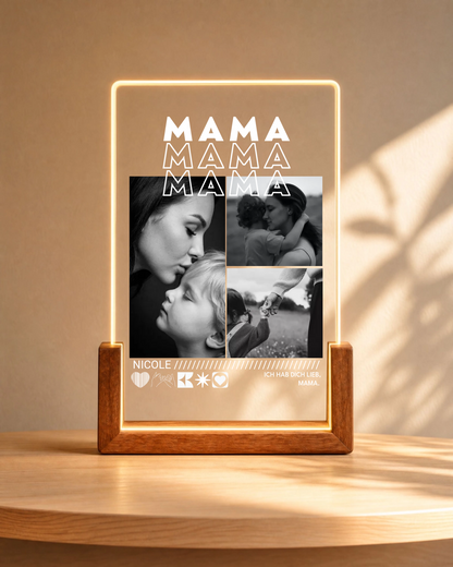 Personalisiertes Acryl-Licht mit Fotos "Mama"