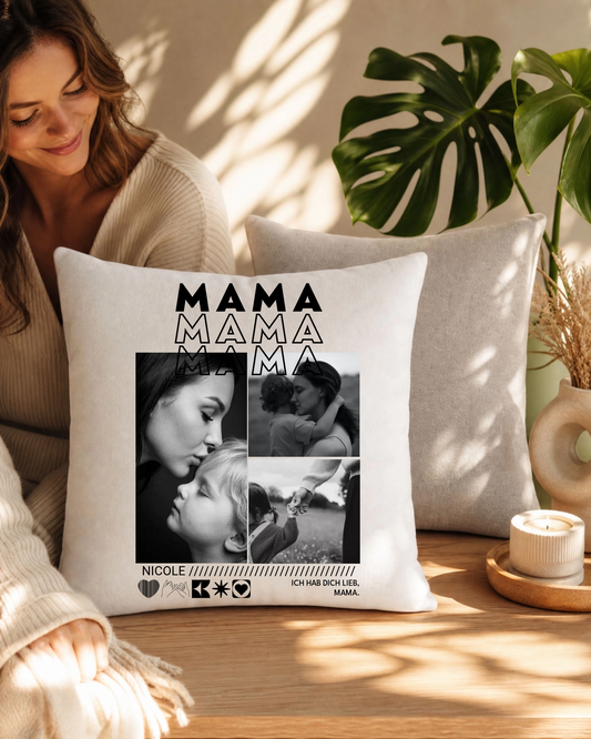 Personalisiertes Kissen mit Fotos "Mama"