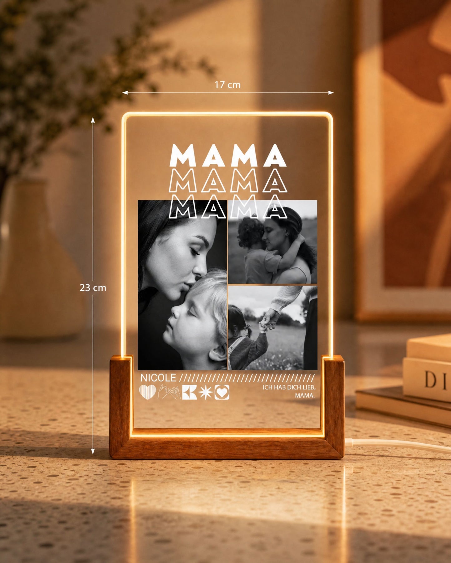 Personalisiertes Acryl-Licht mit Fotos "Mama"