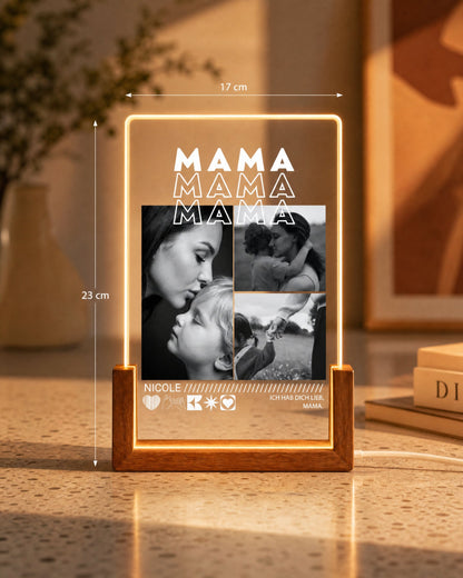 Personalisiertes Acryl-Licht mit Fotos "Mama"