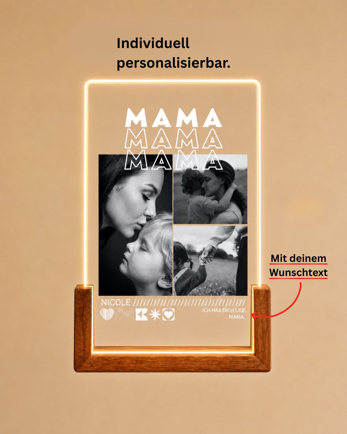 Personalisiertes Acryl-Licht mit Fotos "Mama"
