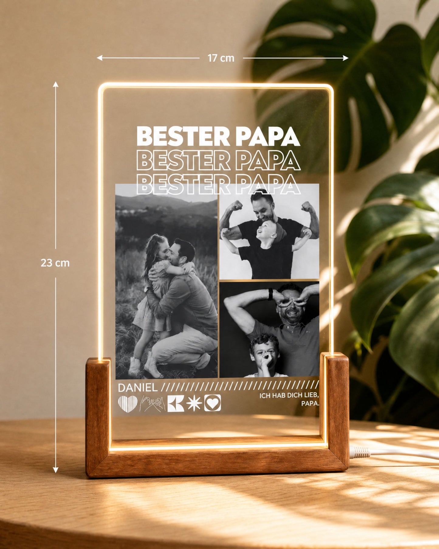 Personalisiertes Acryl-Licht mit Fotos "PAPA"