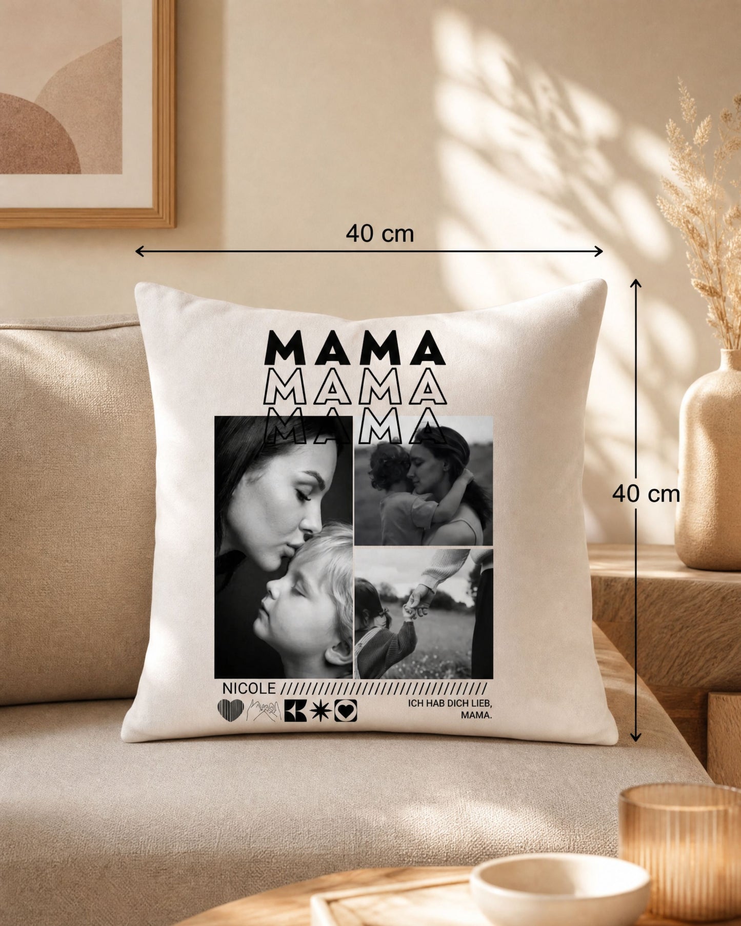 Personalisiertes Kissen mit Fotos "Mama"