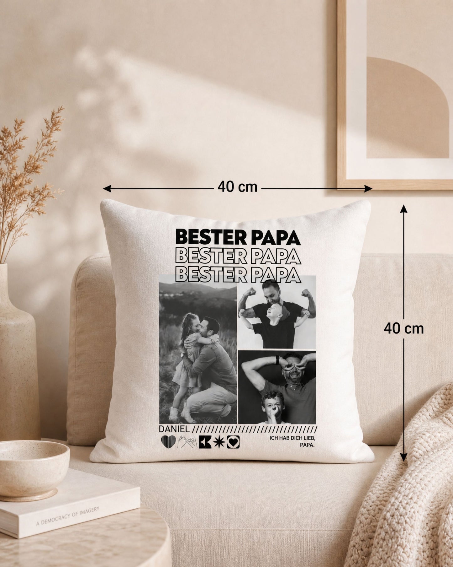 Personalisiertes Kissen mit Fotos "Papa"