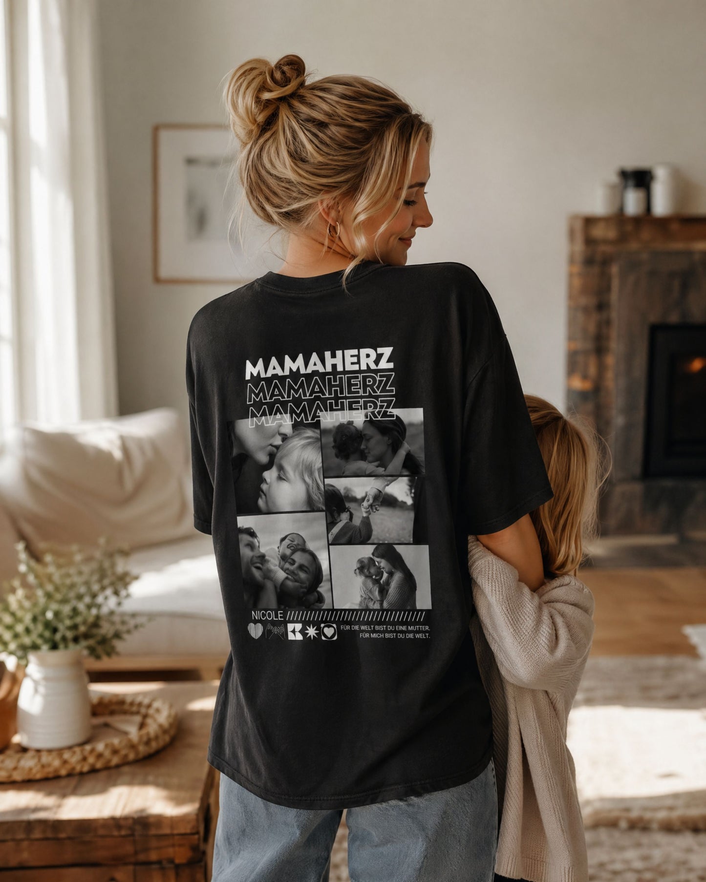 Personalisiertes T-Shirt mit Fotos "Mama"