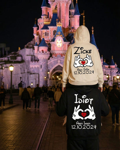 Zicke & Idiot Kuschel Hoodie I personalisierbar mit Namen und Datum